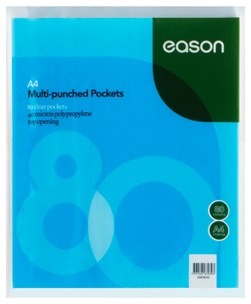EASON A4 80 PUNCHED POCKETS 40 MICRON CLEAR TOP OPENING