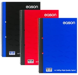 Eason A4 160page Spiral Notebook 60gsm (Black/Blue/Red)