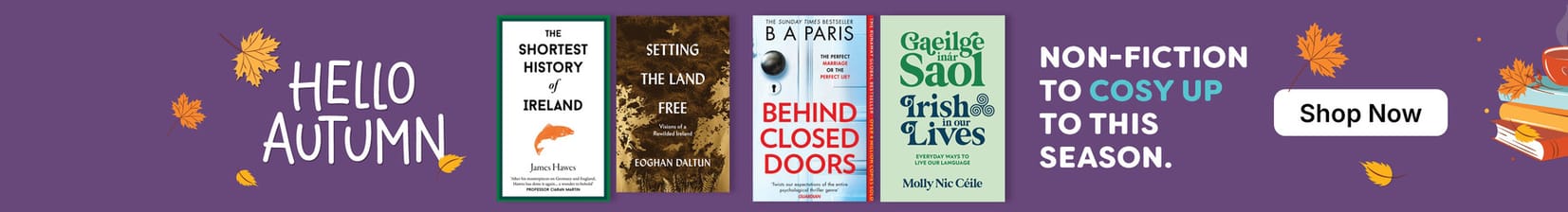 banner, text is Hello Autumn, non-fiction to cosy up to this season