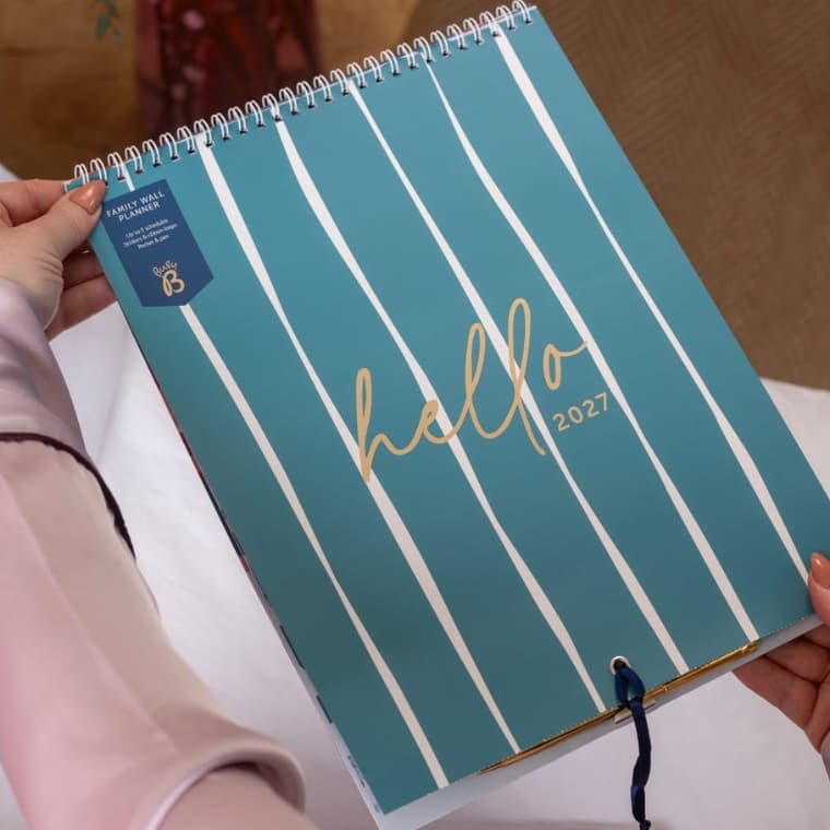 Busy B 2027 Family Wall Planner Calendar - Teal Stripe