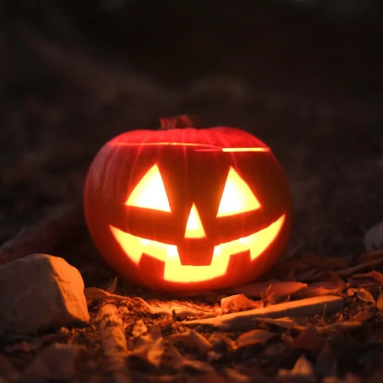 Photo of a glowing pumpkin jack'o'lantern