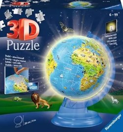 Light Up Children's World Map 3D Puzzle, 180pc