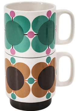 ORLA KIELY- Set of 2 Mugs - Atomic Flower Jewel/Latte