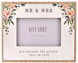 LOVE STORY Wooden Photo Frame - Mr & Mrs 6" x 4"