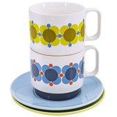 Orla Kiely Atomic Flower Teacup & Saucer Set of 2