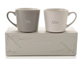 AMORE Set of 2 Grey & White Mugs Mr & Mrs