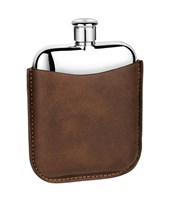 Newbridge Silver Stainless Steel Hip Flask with PU Leather