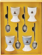 Tipperary Crystal Bees Egg Cups & Spoons Set of 4