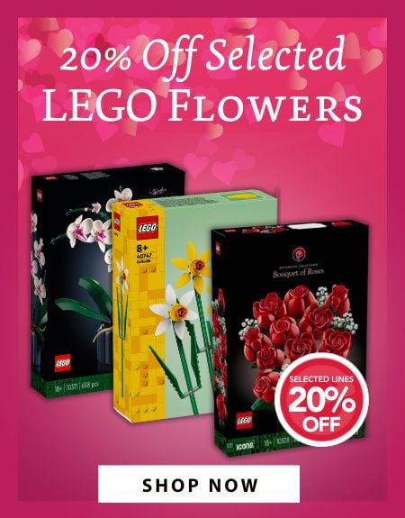 20% off selected lego flowers banner 