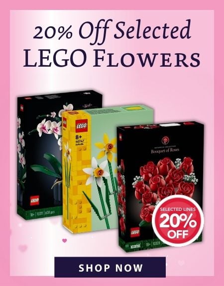 20% off selected lego flowers banner 