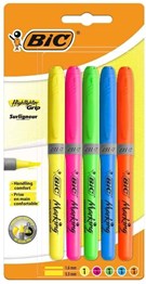 Bic Highlighter Grip Assorted Colours Pack of 5 Assorted Colours