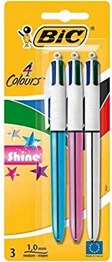 BIC Pens 4 Colour Shine Pack of 3