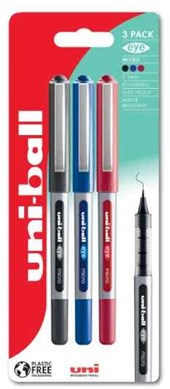 Uniball 150 3pc Blister Black/Blue/Red