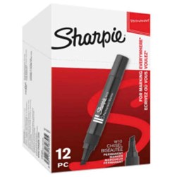 Sharpie W10 Permanent markers Chisel Tip Black 12 Pack