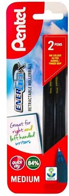 Pentel Energel X Retractable RollerBall Black Twin Pack