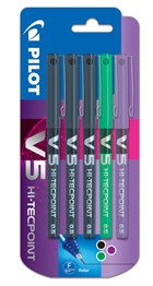 Pilot V5 5pack Assorted Rollerball Pens