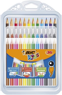 Bic Kids Wallet 36 - (12 Felt Pens/12 Pencils/12 Crayons)