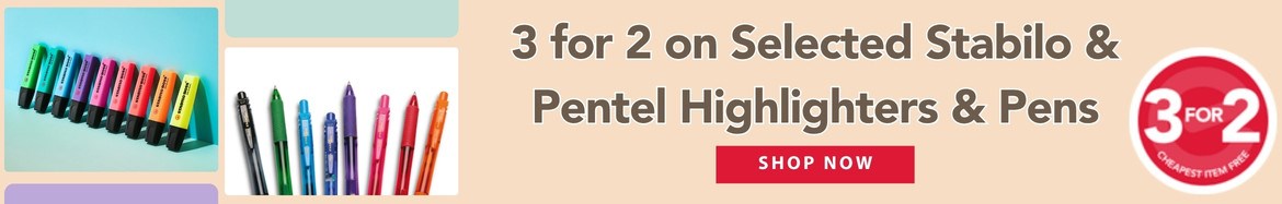 Exam & Revision: 3 for 2 Offer Highlighters & Pens Banner