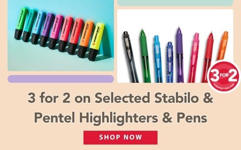 Exam & Revision: 3 for 2 Offer Highlighters & Pens Banner