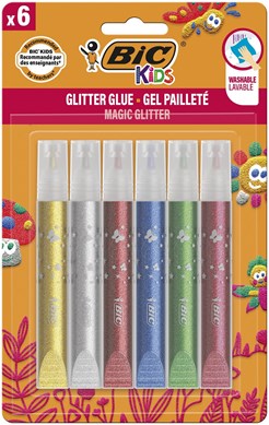 BIC Kids 6 Glitter Glue Metallic