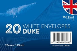 20 Pack Duke White Gummed Envelopes