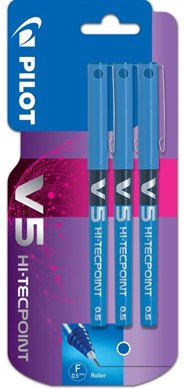 Pilot V5 Blue Liquid Ink Pen Triple Pack Carded