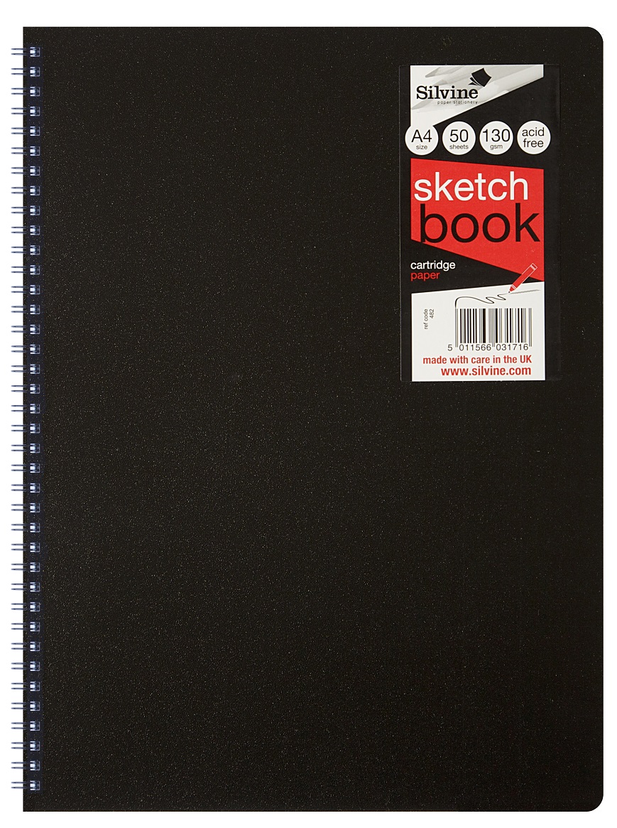 Silvine A4 Skizzenbuch – 140 G/m² Cartridge-Papier, 20 Blatt, Für Alle Zeichentechniken