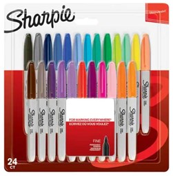 Sharpie Fine Blister Pack 24 Assorted Colours
