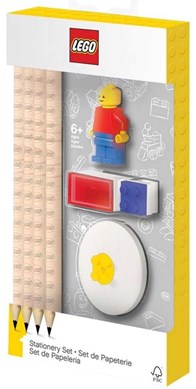 Lego Staty set w/minifigure,pencils,topper,sharpener& eraser