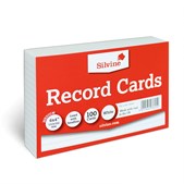 Silvine Record Cards 6X4 Pack of 100 White 