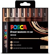 Posca Pc-5M Paint Markers Medium Bullet Tip Portrait Colours - Set of 8