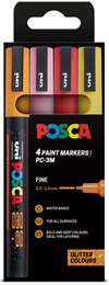 Posca Pc-3M Paint Markers Fine Glitter Colours Warm - Set of 4