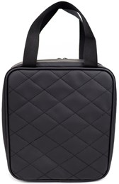 Squares Quilted PU Lunch Bag - Black