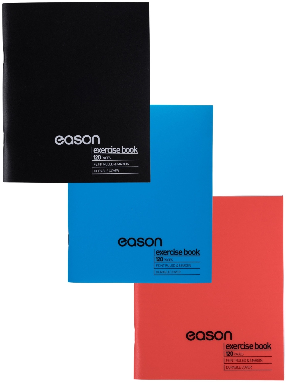 Eason 5 Pack 120 page Ruled Durable Copy- Black, Blue, Red