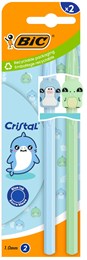 BIC Cristal Blue Pen - Figurine Dolphin Dino Pack of 2