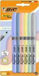 BIC Mineral Tone Highlighters Grip Pens - Pack of 6