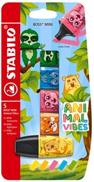 Stabilo Boss Mini Animal Vibes Cardboard Blister Highlighter - 5 Pieces