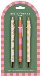 Designworks A Dopo Set of 3 Pens - Flower Stripe Lemon