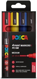 Posca Pc-5M Paint Markers Medium Bullet Tip Standard Colours - Set of 4