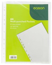 Eason A4 80 Pack Clear  Punched Pockets- Standard weight