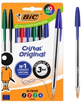 Bic Cristal Assorted Colour Ink Pack of 10