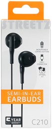 Streetz USB-C Semi In Earbud Headphones - Black