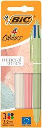 BIC 4 Colour Mineral Tone Pen - Pack of 3