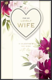 Valentine's Day Card for Wife - Heart And Flowers 12x8