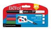 Berol 4 Pack Dry Wipe Whiteboard Fine Tip Marker Pens