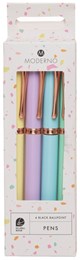 WHSmith Moderno Stationery Pastel Ballpoint Black Ink 4 Pack