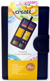 Create Drawing Travel Set with Storage Folio - 25 Piece