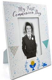 COMMUNION PHOTO FRAME PORTRAIT BLUE