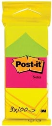 Post-it® Notes 6812,Neon Range3 pads 38 x 51mm 100 sheets