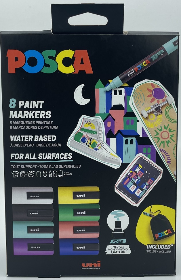 Posca 5M Set of 8 with Free Bag